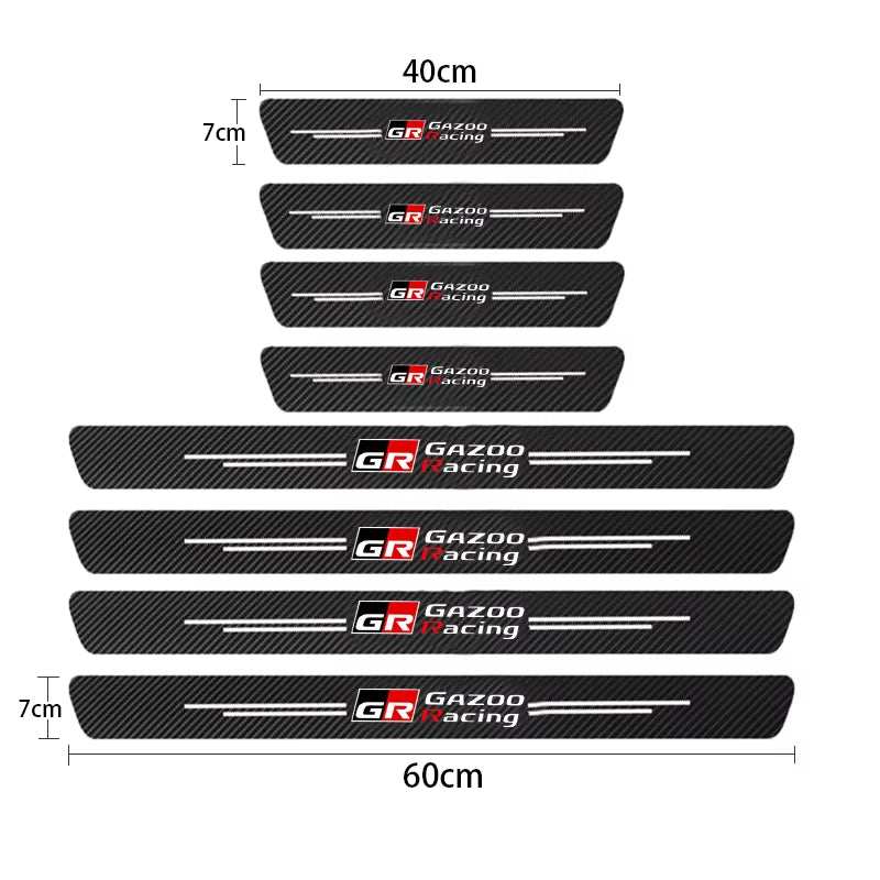 GR Sport Carbon Fiber Car Door Threshold Sill Protector for Toyota GR Sport Gazoo Racing C-HR RAV4 Mirai Avensis Prado Prius Car