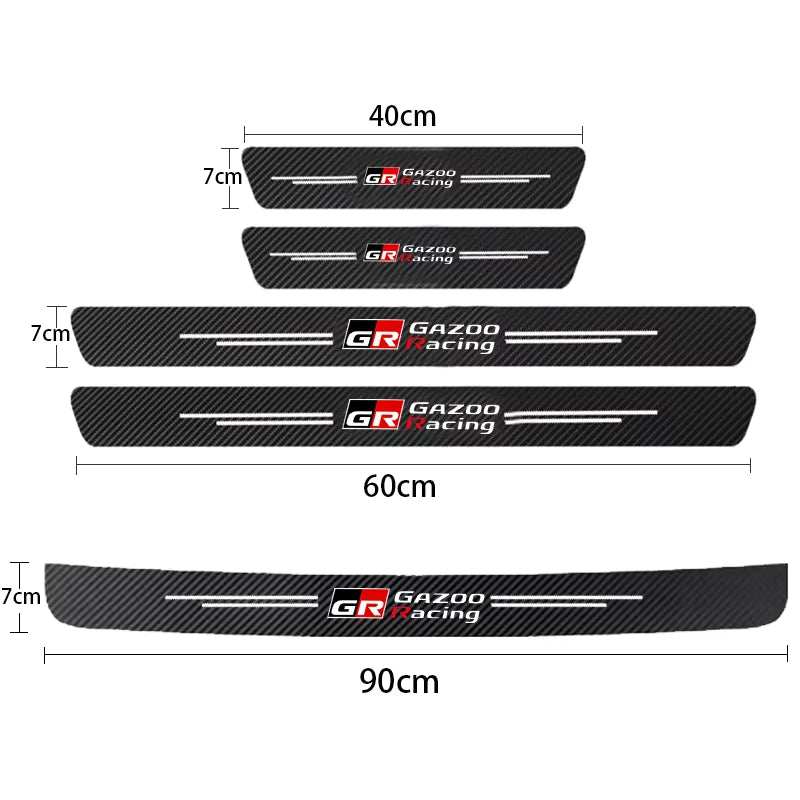 GR Sport Carbon Fiber Car Door Threshold Sill Protector for Toyota GR Sport Gazoo Racing C-HR RAV4 Mirai Avensis Prado Prius Car