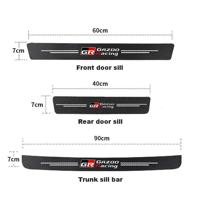 GR Sport Carbon Fiber Car Door Threshold Sill Protector for Toyota GR Sport Gazoo Racing C-HR RAV4 Mirai Avensis Prado Prius Car