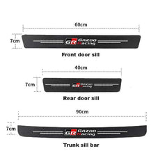 GR Sport Carbon Fiber Car Door Threshold Sill Protector for Toyota GR Sport Gazoo Racing C-HR RAV4 Mirai Avensis Prado Prius Car