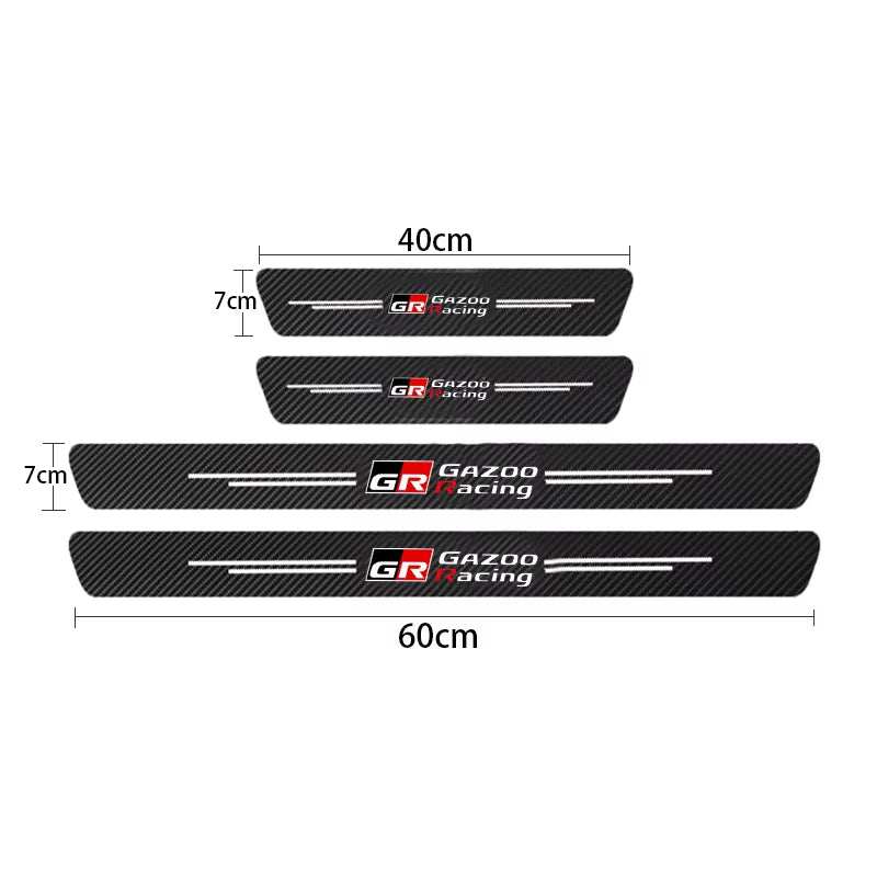 GR Sport Carbon Fiber Car Door Threshold Sill Protector for Toyota GR Sport Gazoo Racing C-HR RAV4 Mirai Avensis Prado Prius Car