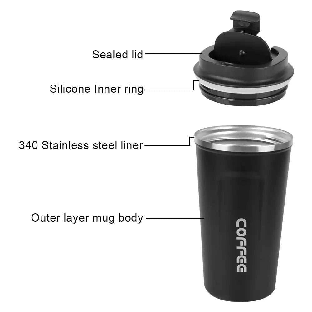 Tasse à café de voyage en silicone et en acier inoxydable